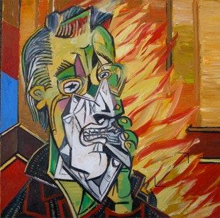 Weeping Wojnarowizc, oil on canas, by Coe